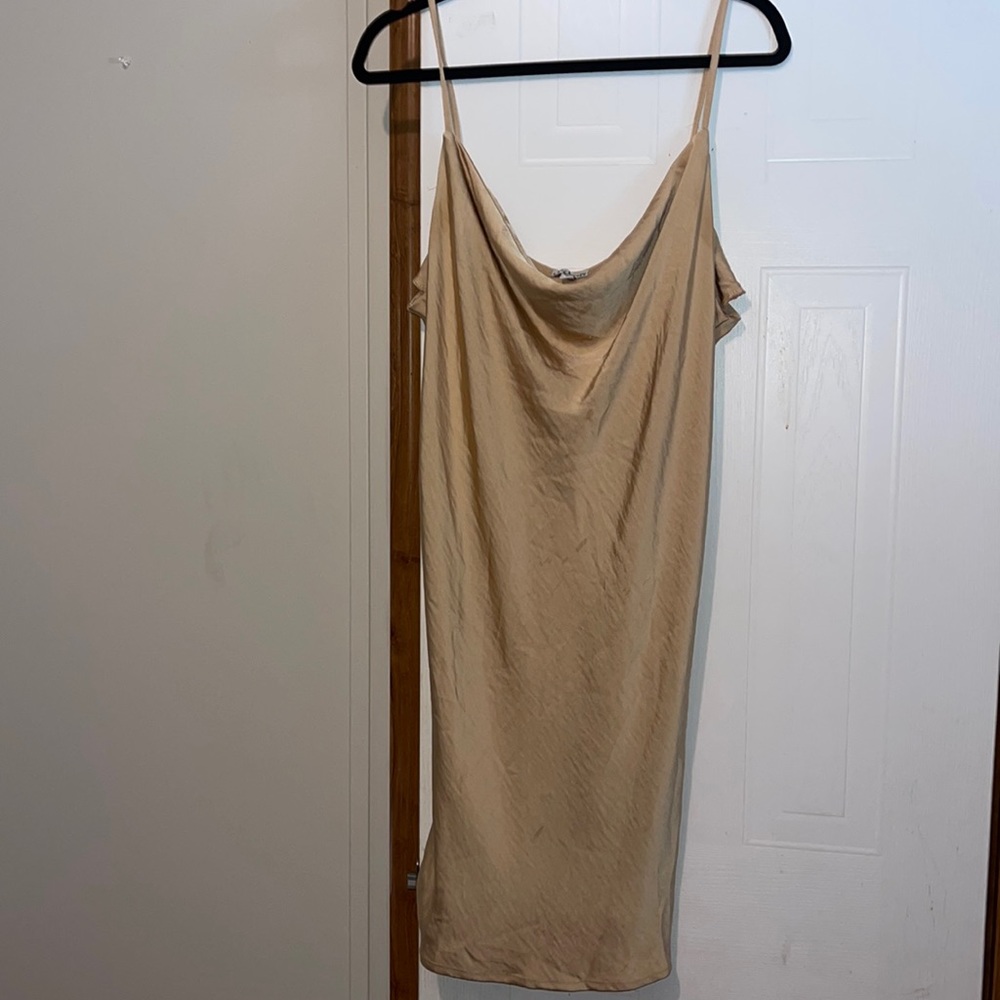 Gold silk mini dress